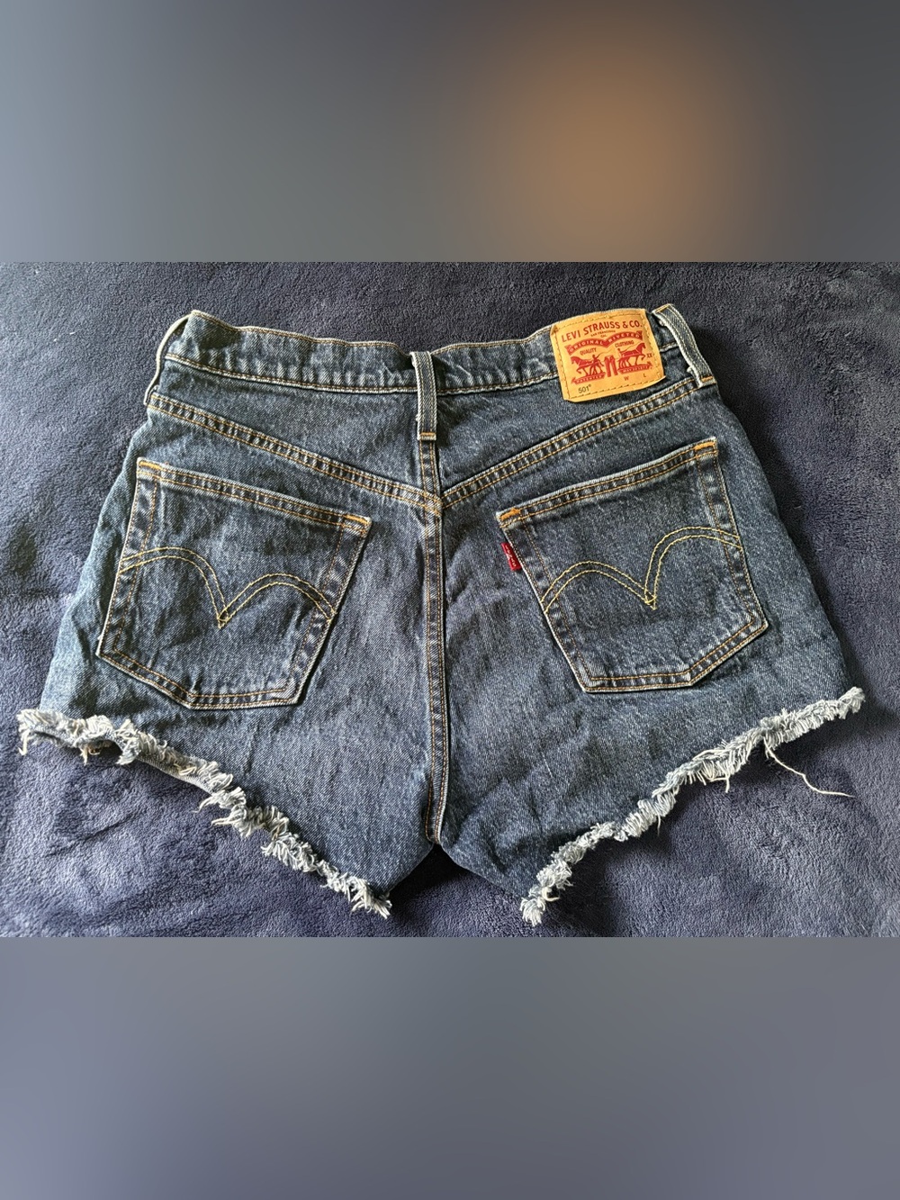 Levi's Women's Blue Frayed Hem Denim Shorts